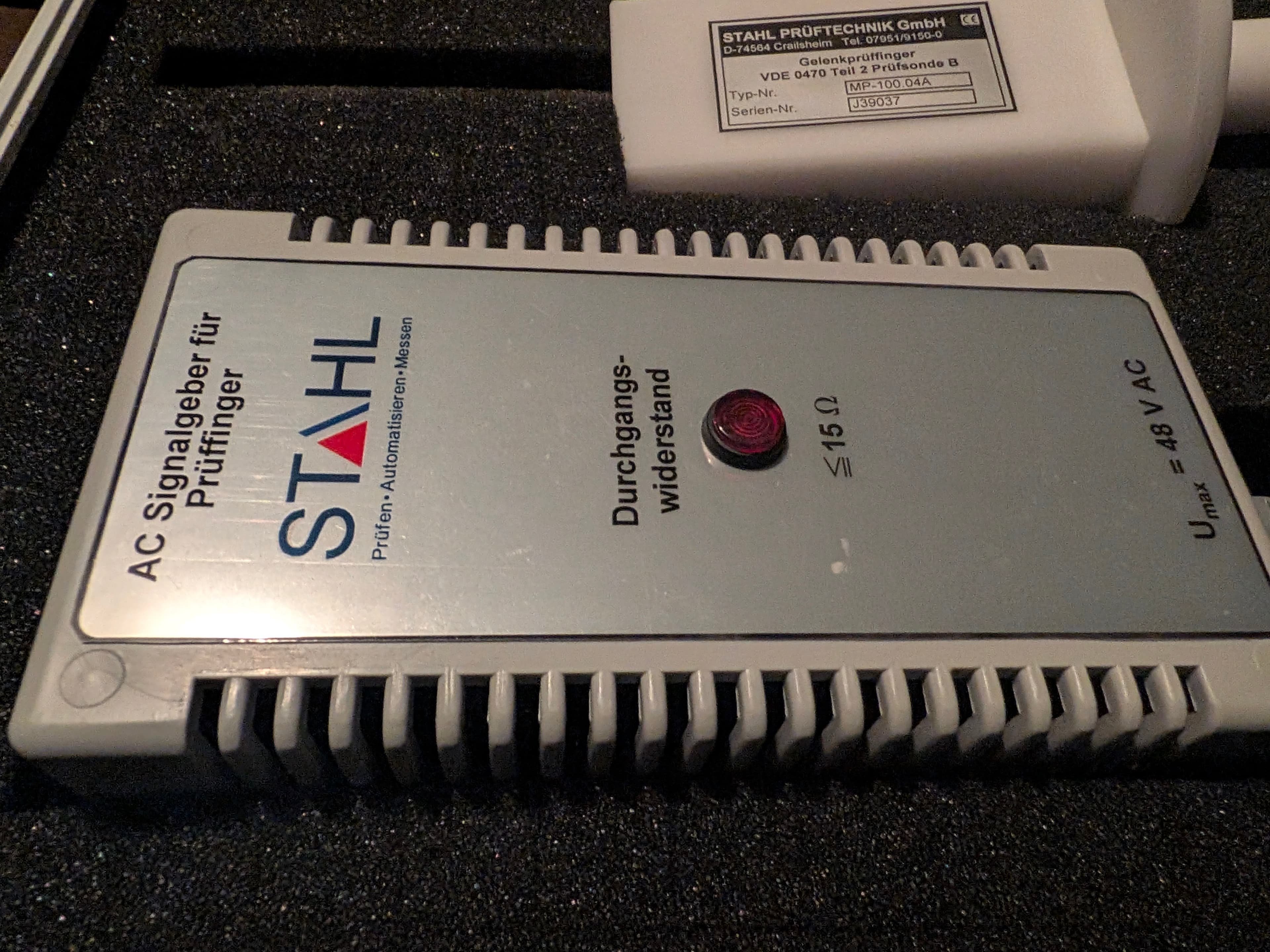 Prüfkoffer STAHL  MP-100.09B AC IP20 DIN VDE 0470 Prüfkugel 12,5 mm Signalgeber